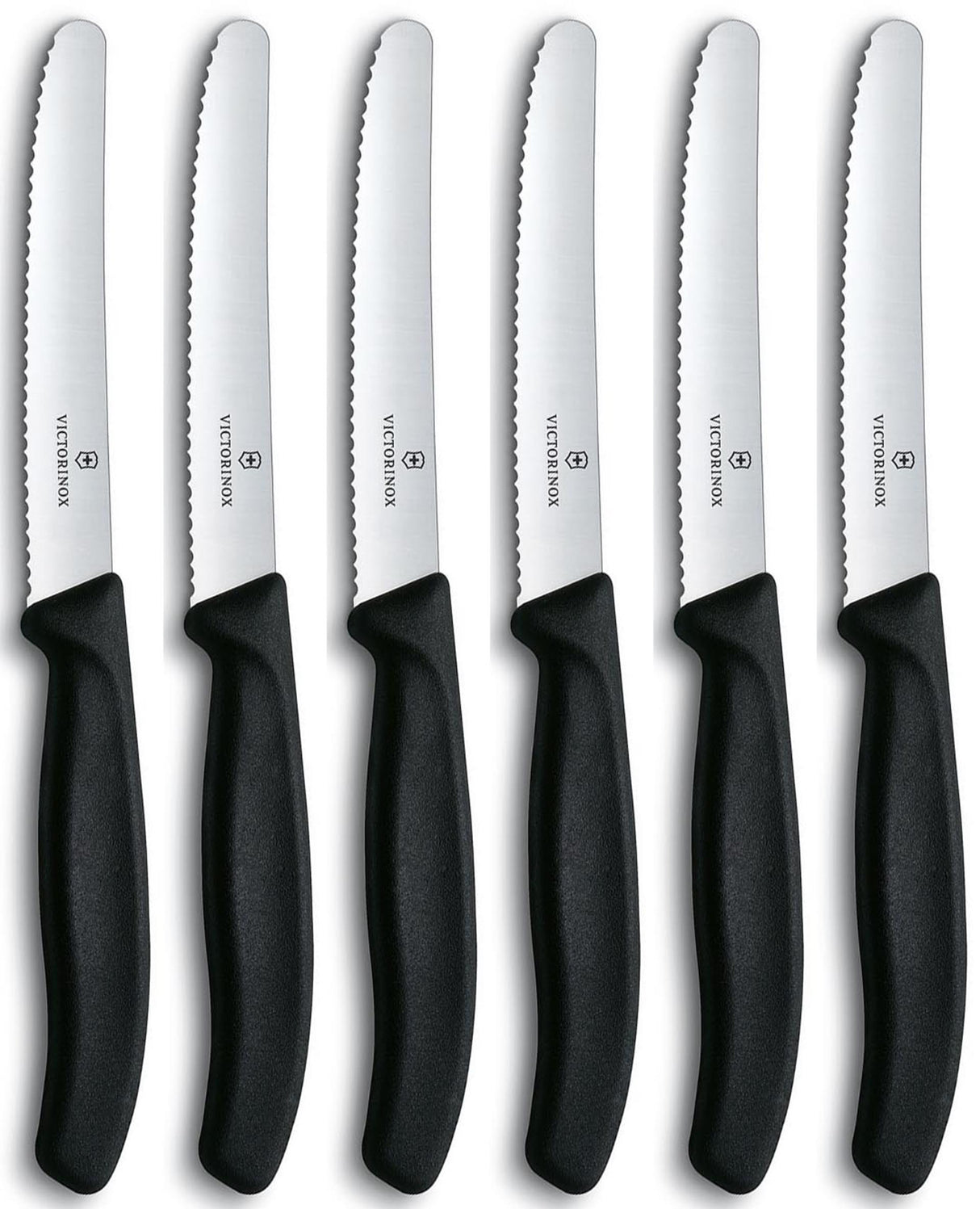 Victorinox bordtomatknive takket sort bladkasse med 6 stk