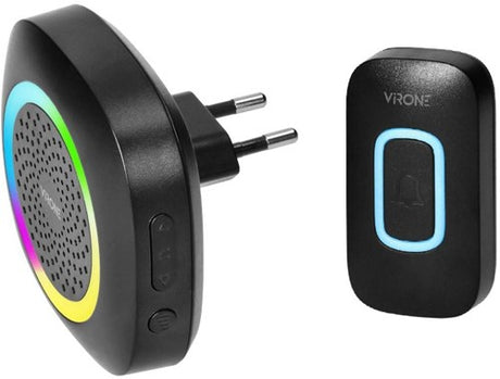 Virone trådløst dørklokkesæt 300m sort plug-in + RGB - 8415501