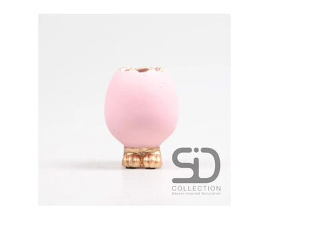 Sæson inspireret dekoration vaseæg med fødder 7,5x7,5x10cm pink