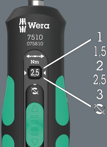 Wera 7510 Kraftform momentskruetrækker med sikker momenthastighed (sort grøn, 1-3 nm)