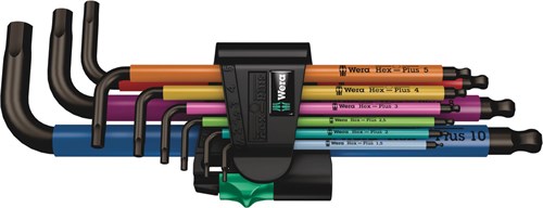 Wera 05073593001 950 spkl 9 sm n sb 9-delt hex-plus multifarvet unbrakonøgle - 1,5-10mm