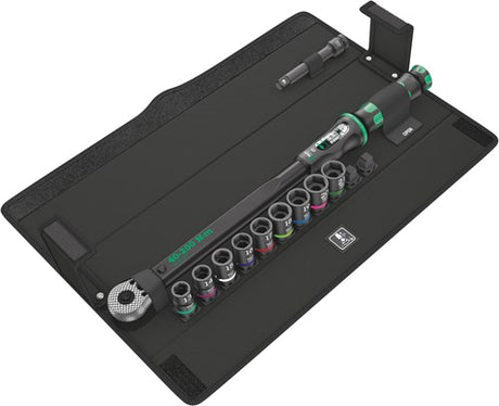 Wera click-torque c 3 sæt 2, 1 2 momentnøgle (sort grøn, 11-delt, med vendbar skralde)