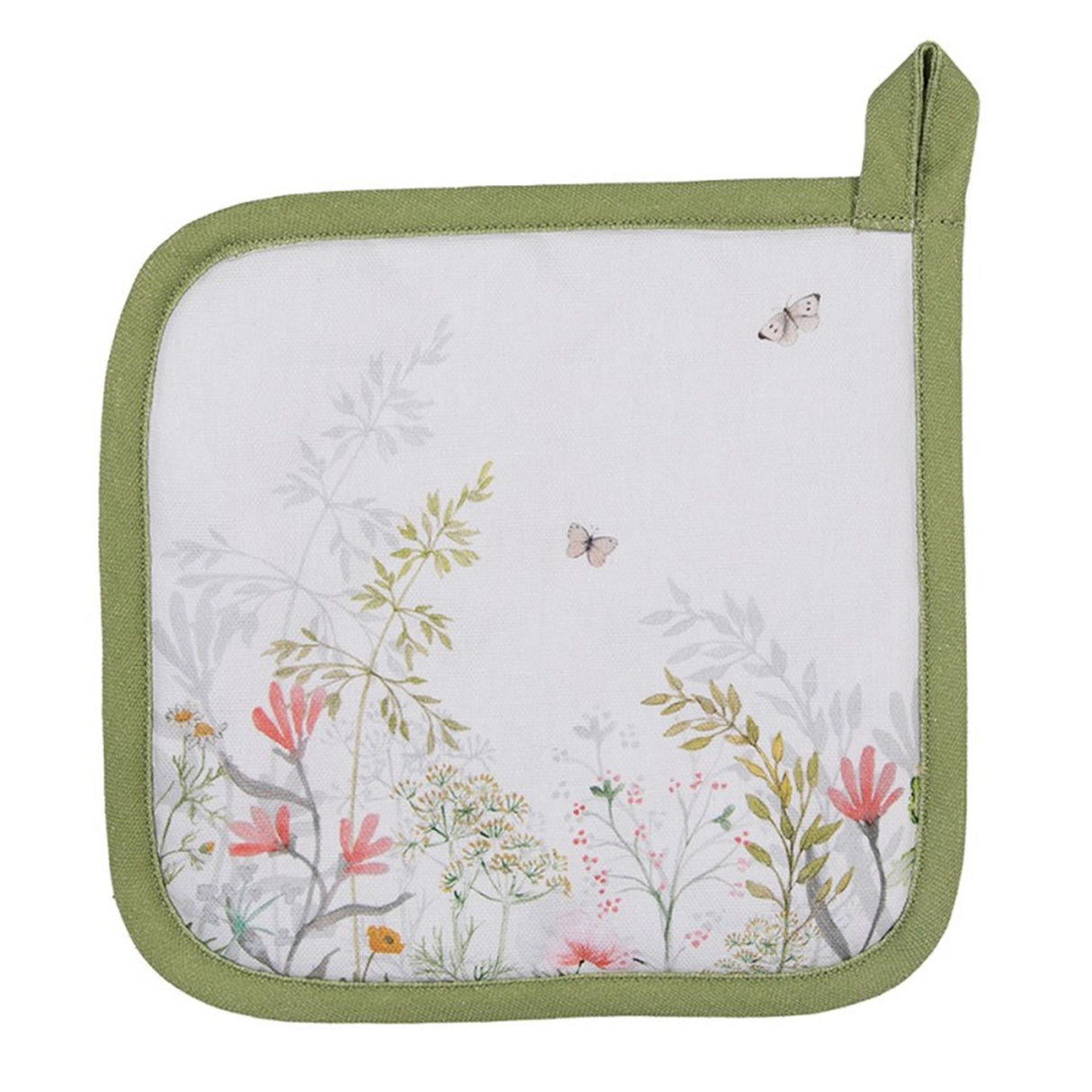 Clayre eef grydelappe blomster hvid grøn 20x20cm
