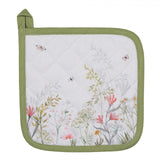 Clayre eef grydelappe blomster hvid grøn 20x20cm