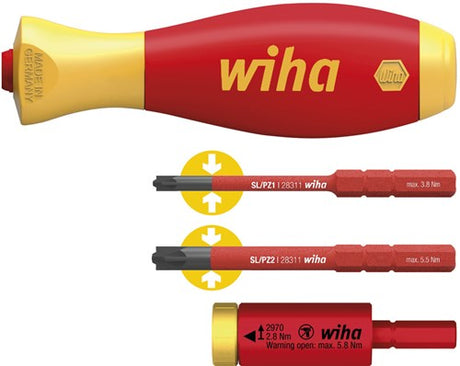 Wiha 41478 | momentsæt easytorque adapter elektrisk | med slimvario® holder og slimbits sl pz | 4-delt - 41478