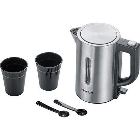 Severin wk3647 mini rejsekedel 0,5l 1100w rustfrit stål sort