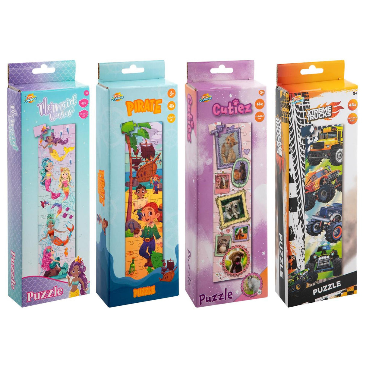 Toy universe puzzel long 48pcs 25x9x4cm 4ass fsc