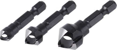 Wolfcraft - forsænket boresæt - 3 forsænke ø 8, 12, 16 mm - sekskantskaft - 4375000