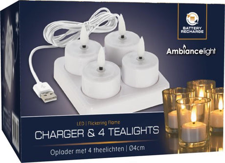 Home styling fyrfadslys oplader med 4 LED til USB