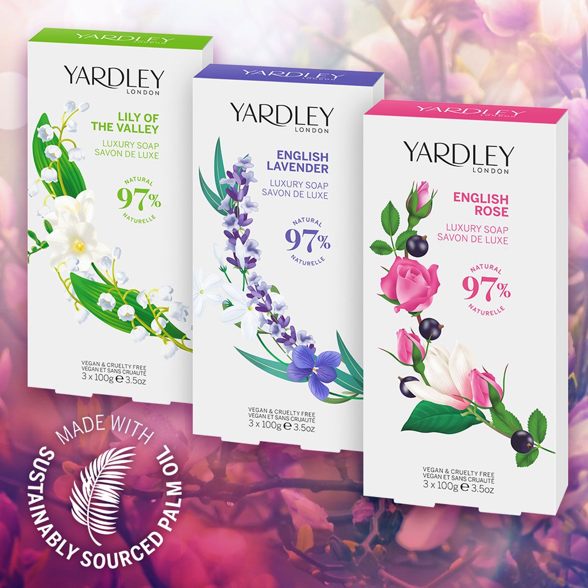 Yardley london engelsk lavendelsæbe 3x100gr.