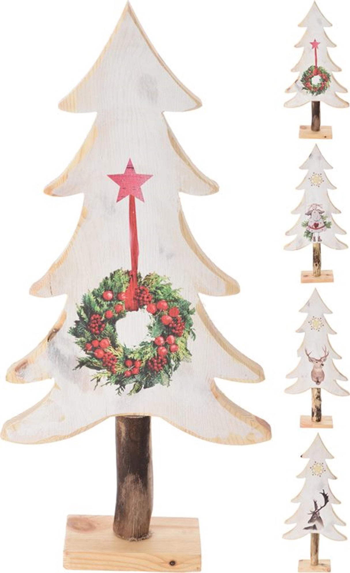Home styling juletræ med juleprint 40cm fås i 4 forskellige designs