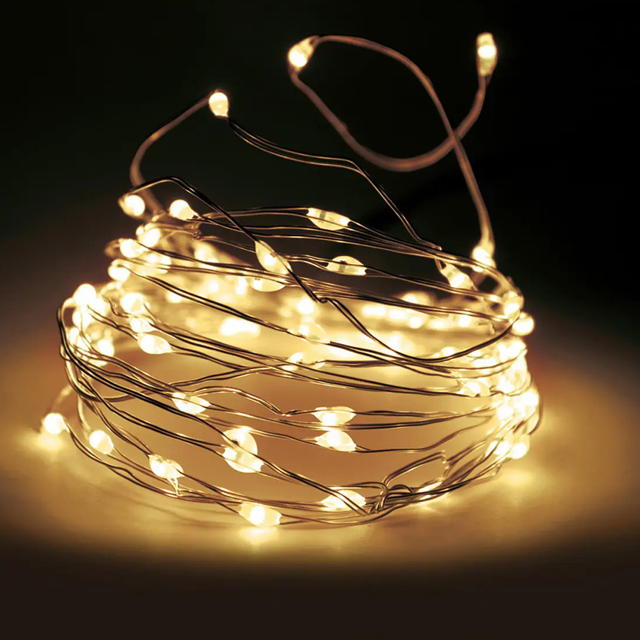 Zilverdraad flashing led ww 100 leds 495cm