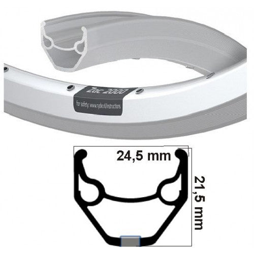 Ryde Velg Zac 2000 sølv 26 tommer 36 huller 14g