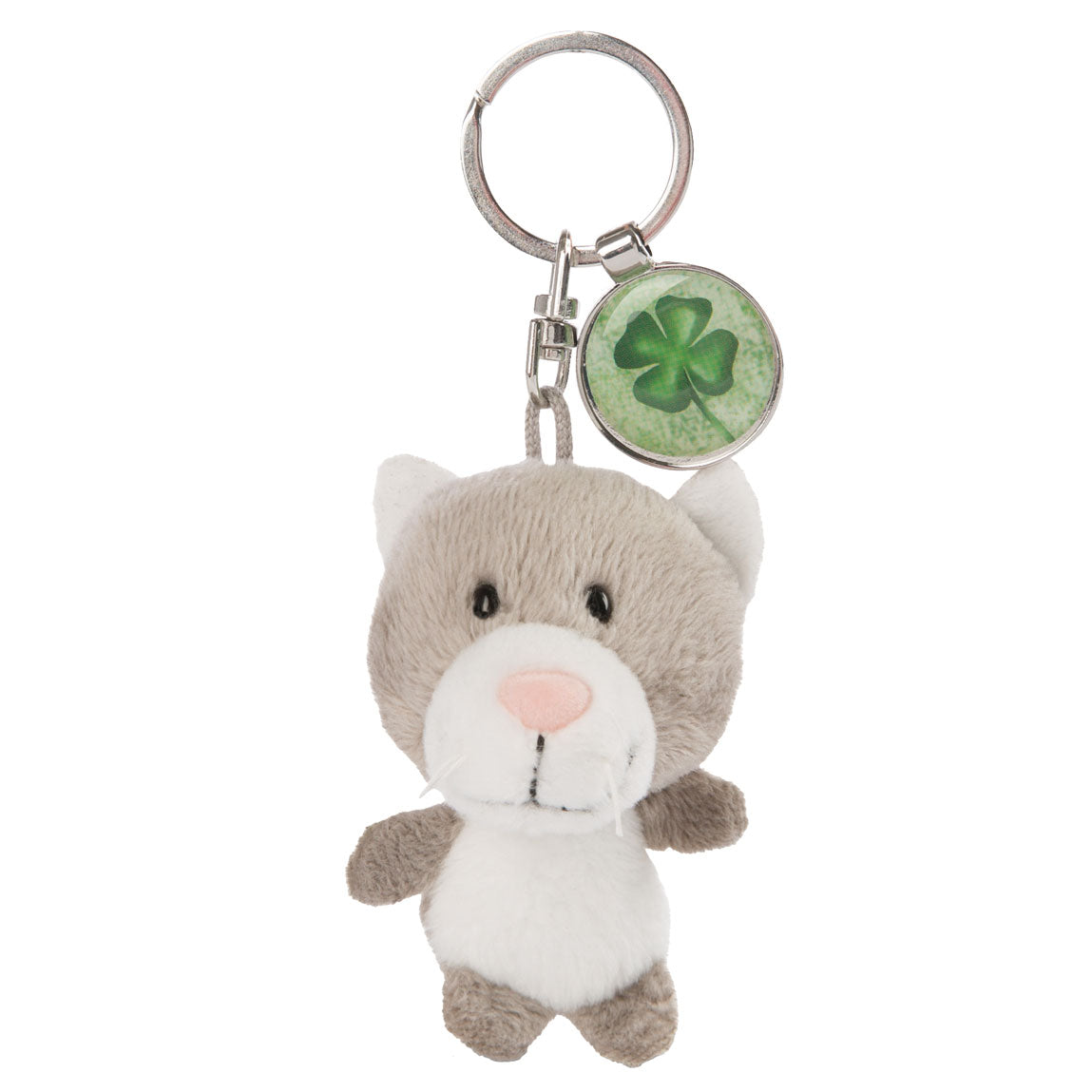 Nici Pluchen Keychain Kat med Klaverblad, 7cm
