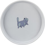 Trixie Food Bowl Water Bin Flat og bred katteprint Grå