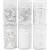 Creativ Company Glitter og paljetter hvid, 6x5gr
