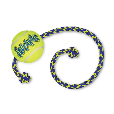 Kong Squeakair Ball med reb gulblå