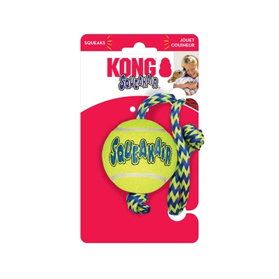 Kong Squeakair Ball med reb gulblå