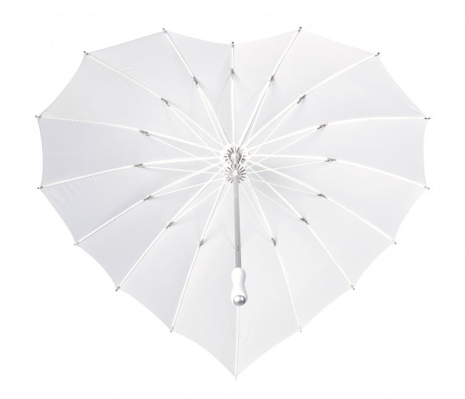 Falcone paraply hjerteformet 110 cm polyester hvid