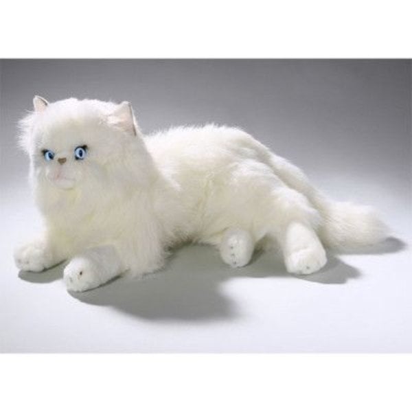 Liggende hvid persisk kat 30 cm
