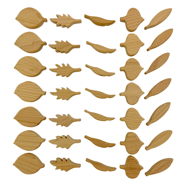 Papoose legetøj papoose legetøj mini naturlige bladformer 35 pc