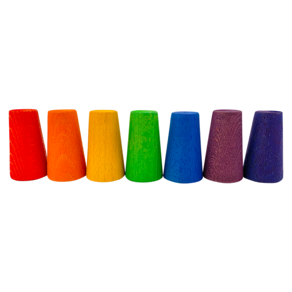 Papoose legetøj papoose legetøj mini regnbue kegler 7 pc