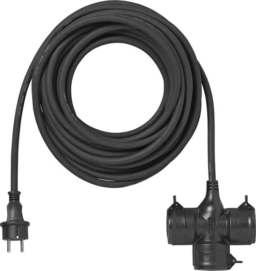ProPlus Extension Cable Schuko 3 gange 20 meter 3x1,5 mm² sort