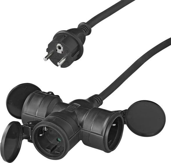 ProPlus Extension Cable Schuko 3 gange 20 meter 3x1,5 mm² sort