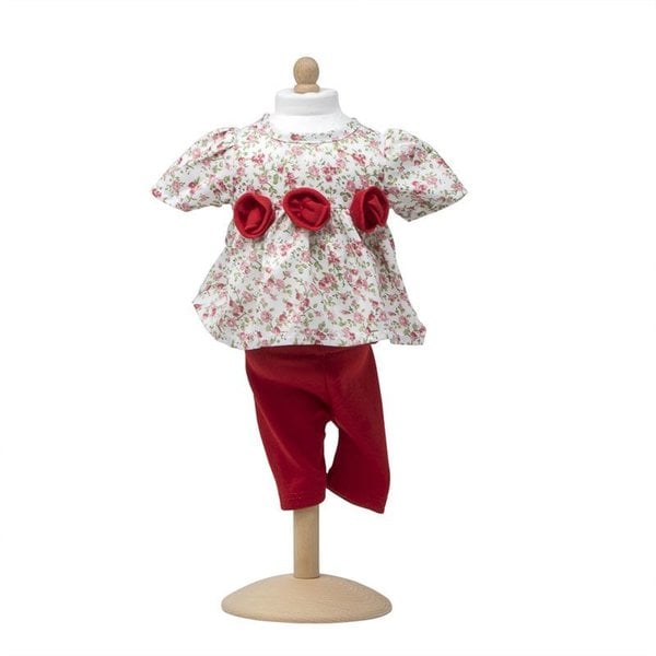 Rose kjole med røde leggings 47-53 cm